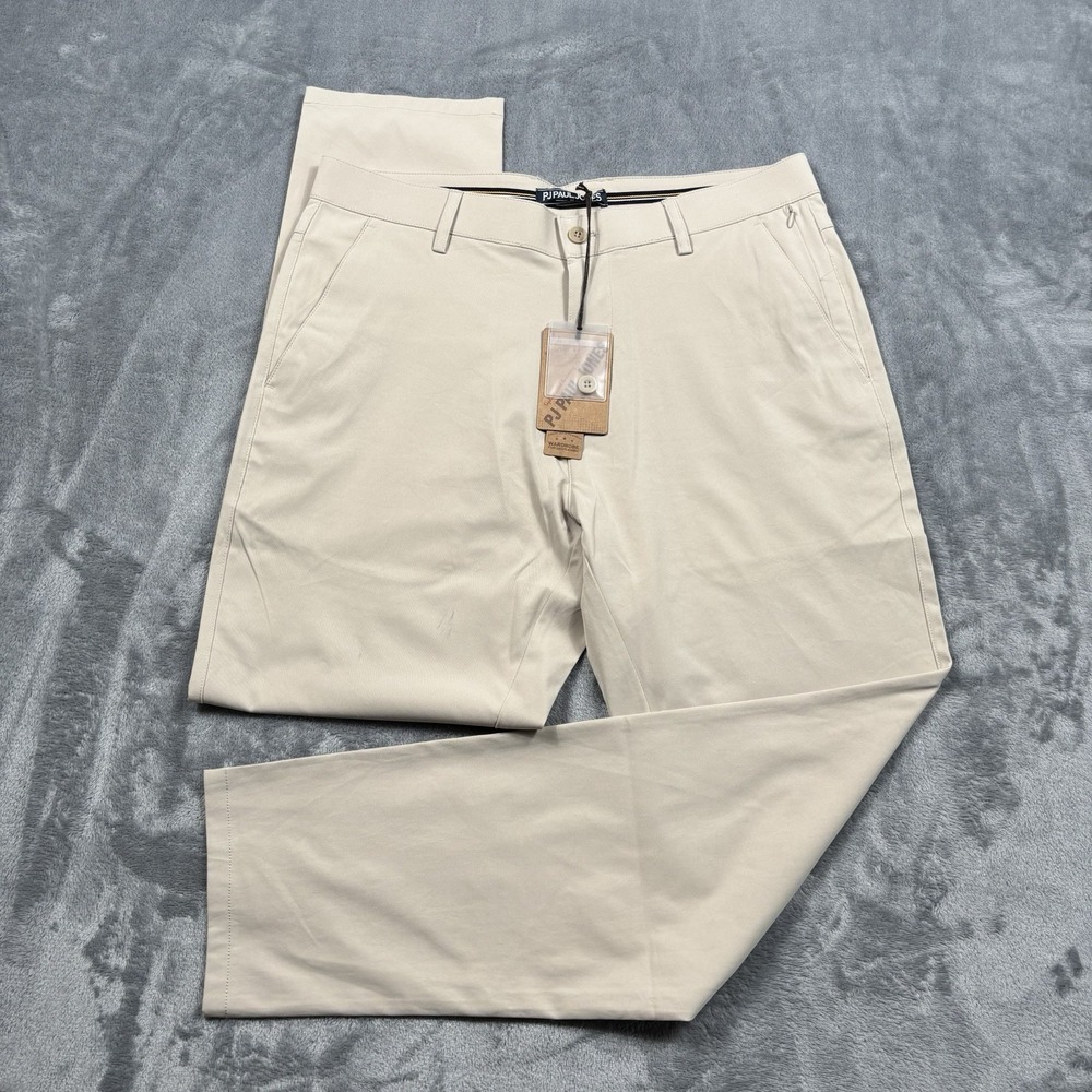 PJ Paul Jones Golf Pants Men M 34x28 Khaki Performance Stretch Flat Front NWT